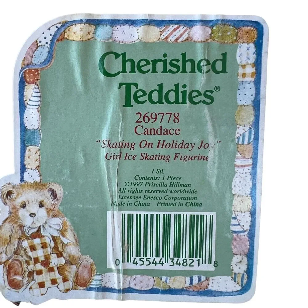 Cherished Teddies Candace Skating Skating On Holiday Joy #269778 1997 Enesco